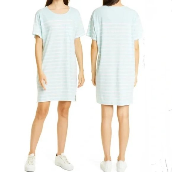 NWT La Ligne New Edie Knit Dress in Pale Blue Ivory Striped Casual Size Small S - Picture 1 of 11
